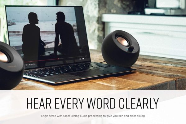 Creative Pebble V3 Minimalistic 2.0 Desktop Speakers With USB-C Audio, Clear Dialog Enhancement, Bluetooth 5.0, 8W RMS, 16W Peak Power, USB-A Converter (Black) - Image 4