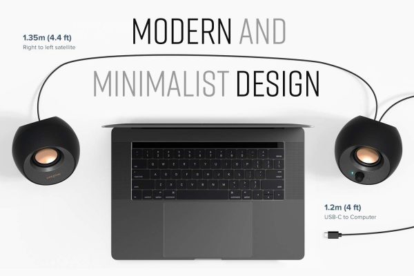 Creative Pebble V3 Minimalistic 2.0 Desktop Speakers With USB-C Audio, Clear Dialog Enhancement, Bluetooth 5.0, 8W RMS, 16W Peak Power, USB-A Converter (Black) - Image 7